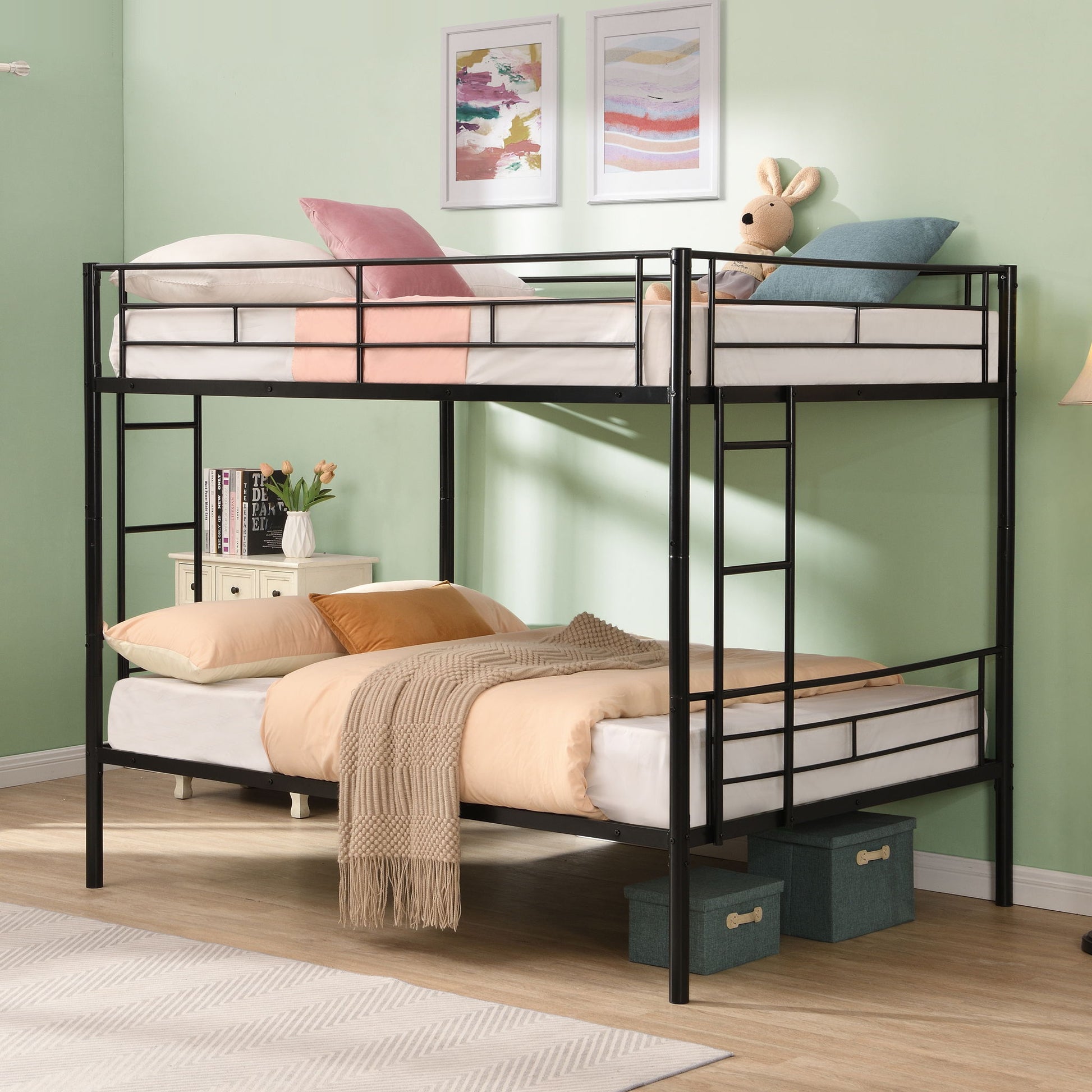 Modern Metal Bunk Bed, Full Over Full, No Box Spring Needed - Black - The Sleep Loft - Online Mattress Showroom NYC