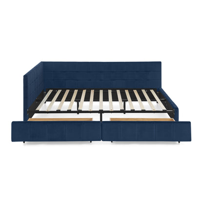 Upholstered Bed Frame With Tufted Backrest And Armrests - The Sleep Loft - Online Mattress Showroom NYC