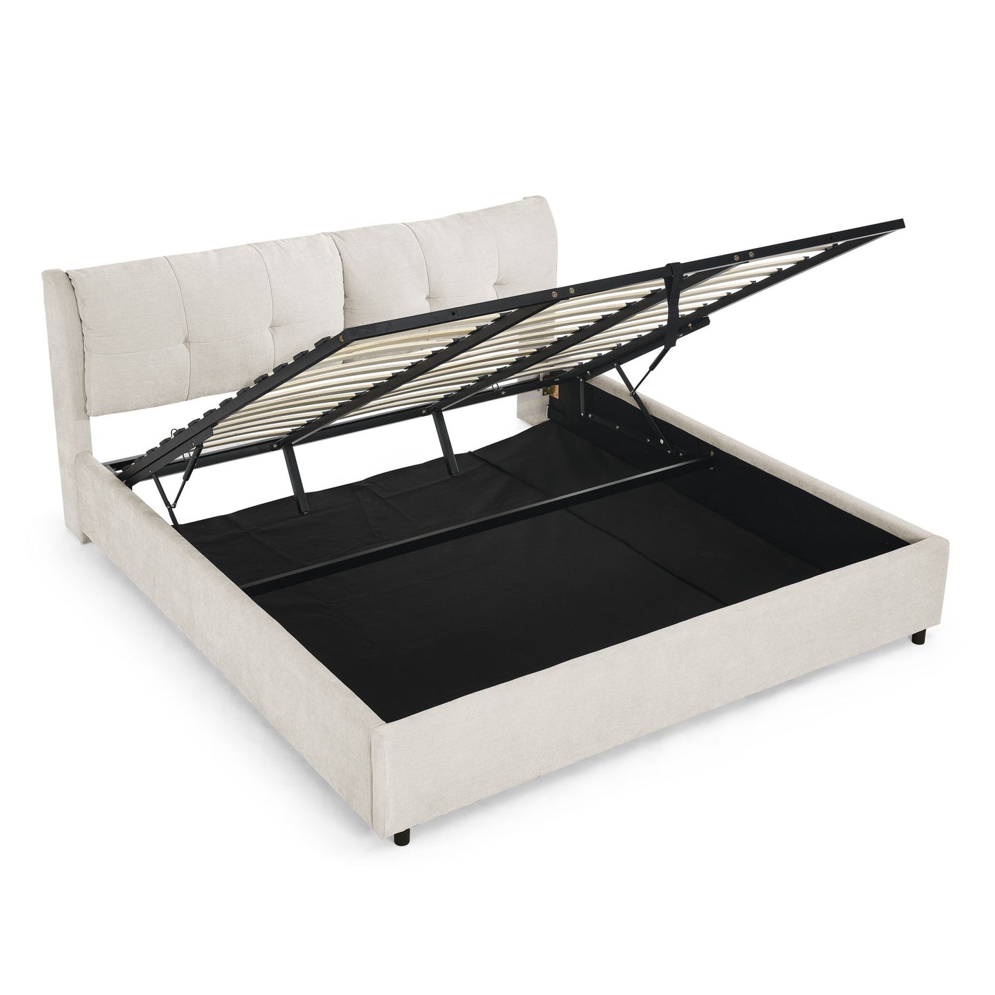 Storage Upholstered Hydraulic Platform Bed With Integrated Headboard - The Sleep Loft - Online Mattress Showroom NYC