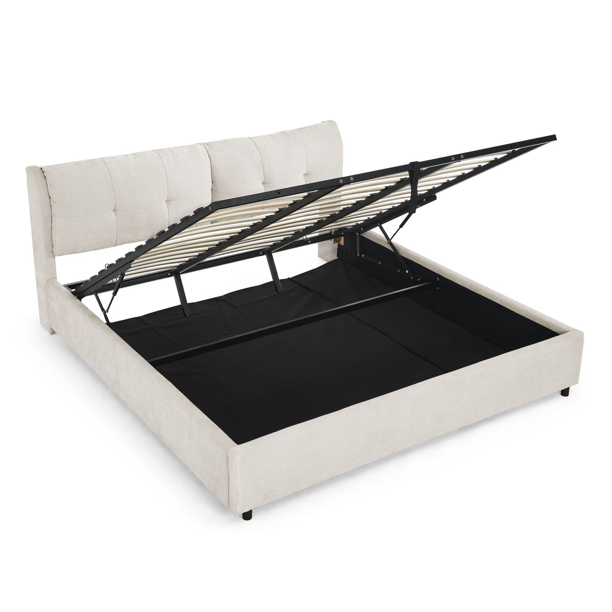 Storage Upholstered Hydraulic Platform Bed With Integrated Headboard - The Sleep Loft - Online Mattress Showroom NYC