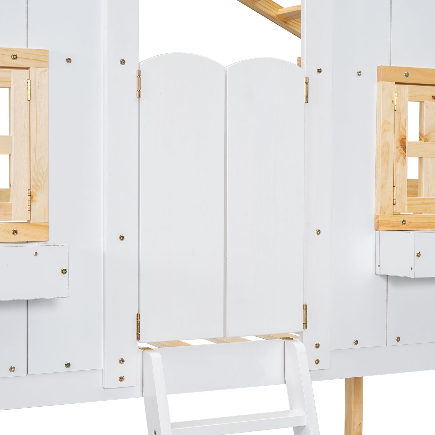 House Bunk Bed With Roof, Window, Window Box, Door, With Safety Guardrails And Ladder - The Sleep Loft - Online Mattress Showroom NYC