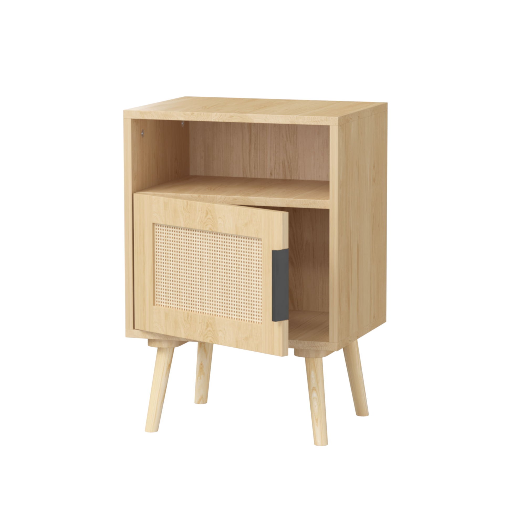 Nightstand, Side Table With Door And Open Shelf For Bedroom - Oak - The Sleep Loft - Online Mattress Showroom NYC