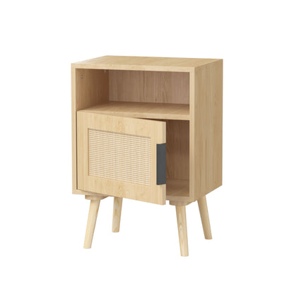 Nightstand, Side Table With Door And Open Shelf For Bedroom - Oak - The Sleep Loft - Online Mattress Showroom NYC