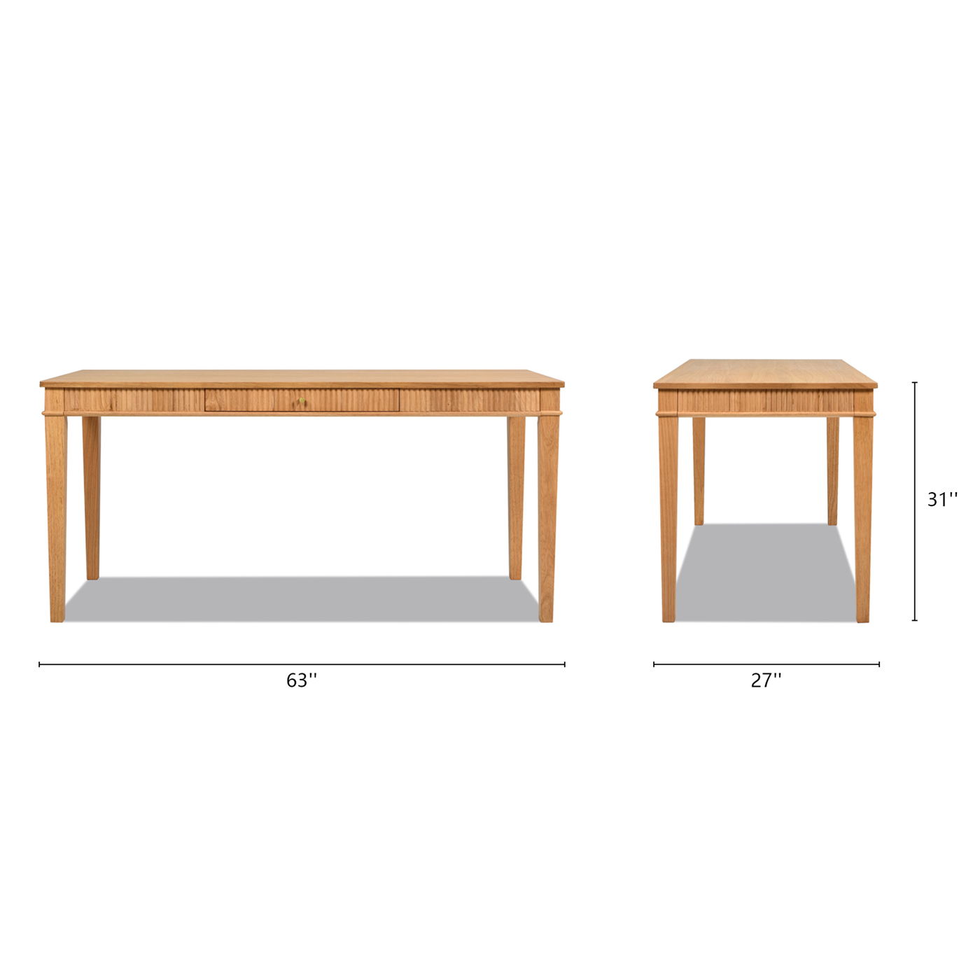 Dumont - Modern Farmhouse 1 Drawer Fluted Home Office Writing Desk - Natural Blonde - The Sleep Loft - Online Mattress Showroom NYC