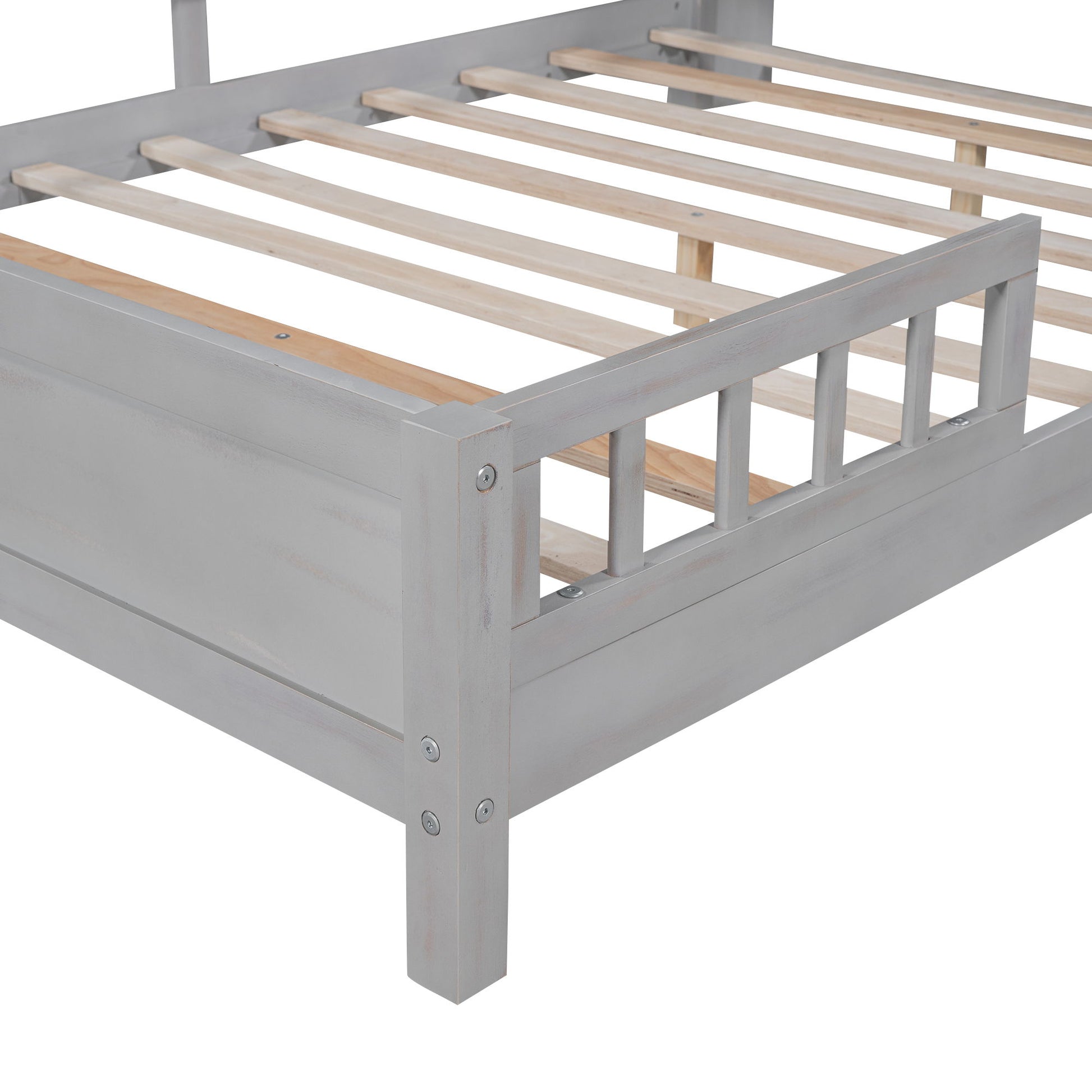 Wood Platform Bed With Built In LED Light, Storage Headboard And Guardrail - The Sleep Loft - Online Mattress Showroom NYC