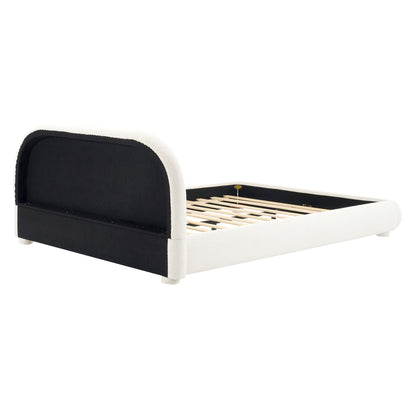 Upholstered Simple Modern Bedroom Bed With Curved Headboard - The Sleep Loft - Online Mattress Showroom NYC