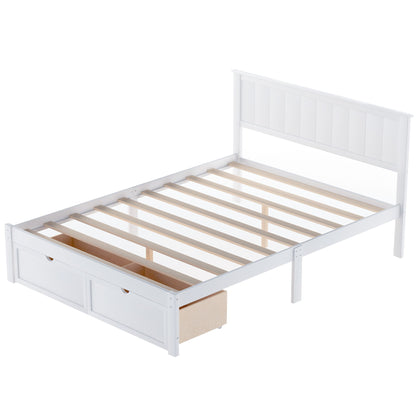 Full Size Platform Bed With Under Bed Drawers - White - The Sleep Loft - Online Mattress Showroom NYC