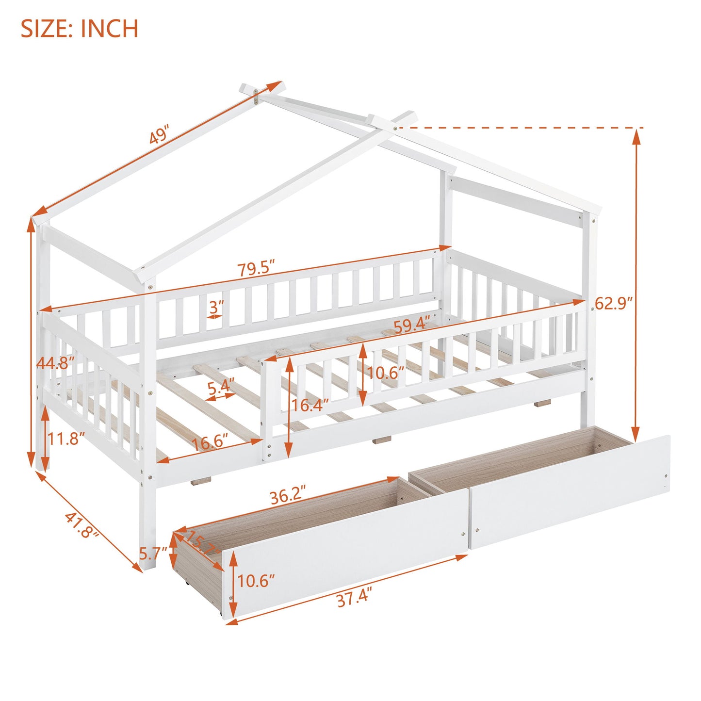 House Bed With 2 Drawers - The Sleep Loft - Online Mattress Showroom NYC