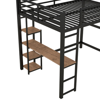 Loft Bed With Built In Desk And Storage Shelves, Full Size - Black - The Sleep Loft - Online Mattress Showroom NYC