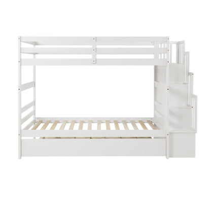 Twin Over Twin Bunk Beds With Twin Trundle And Stairway Storage Function - The Sleep Loft - Online Mattress Showroom NYC