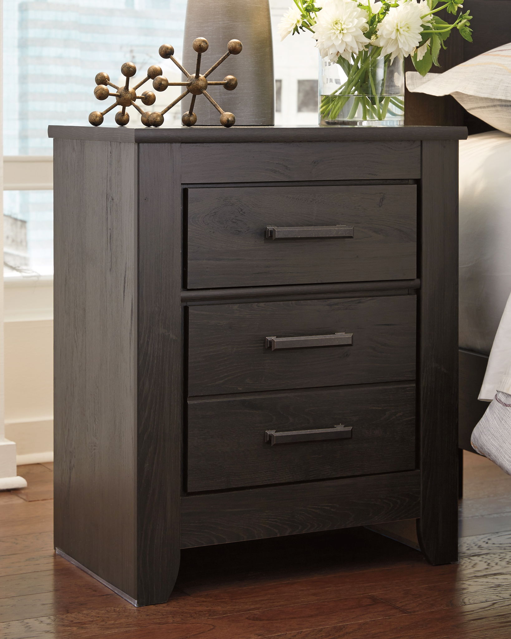 Brinxton - Two Drawer Night Stand - Charcoal - The Sleep Loft - Online Mattress Showroom NYC