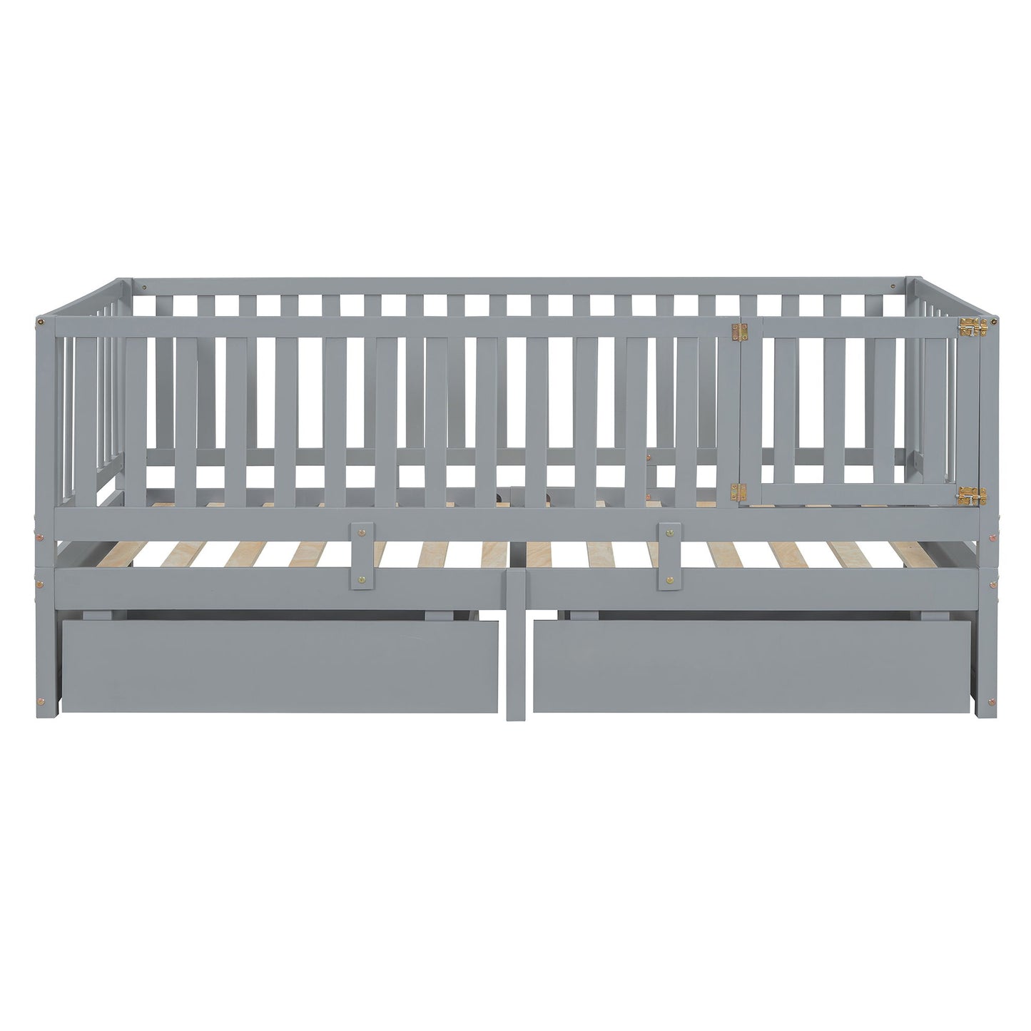 Daybed With Fence Guardrails And 2 Drawers, Split Into Independent Floor Bed & Daybed - The Sleep Loft - Online Mattress Showroom NYC
