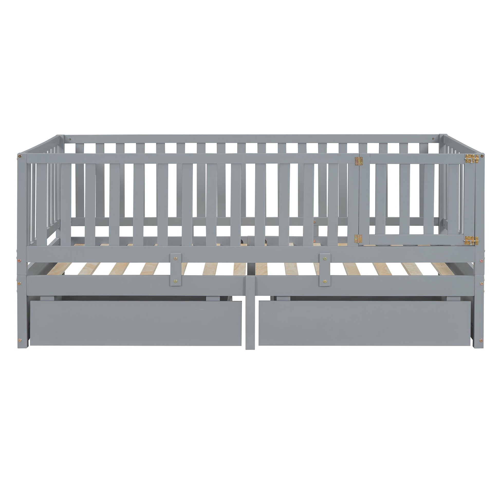 Daybed With Fence Guardrails And 2 Drawers, Split Into Independent Floor Bed & Daybed - The Sleep Loft - Online Mattress Showroom NYC