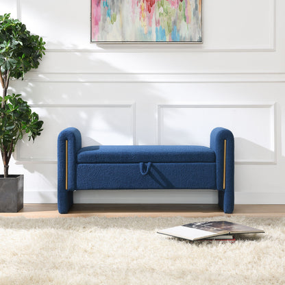 Modern Teddy Upholstered Large Bed End Bench With Arms And Storage - The Sleep Loft - Online Mattress Showroom NYC