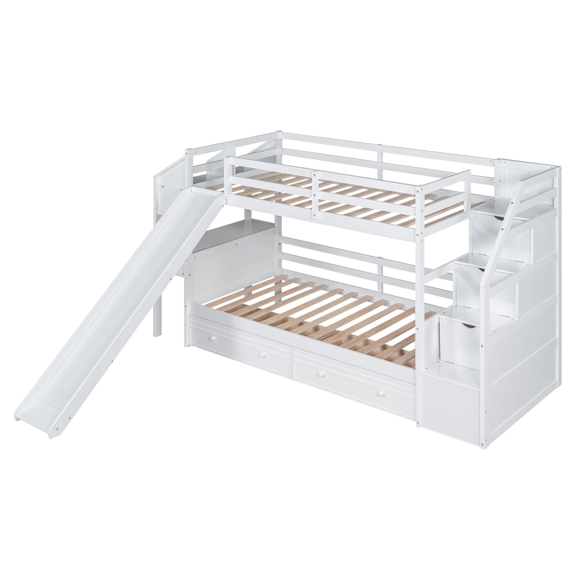 Bunk Bed With Storage Staircase, Slide, Desk, Drawers, And Shelves - The Sleep Loft - Online Mattress Showroom NYC