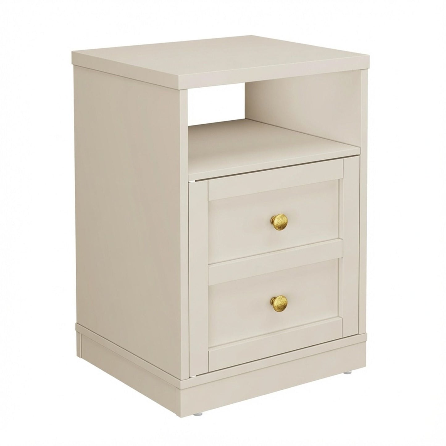 Nightstand With Door & Shelf, 2 Drawer Side Table
