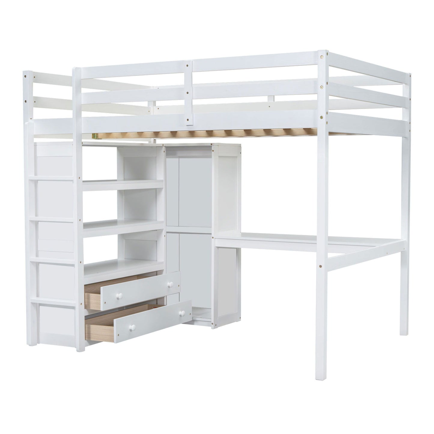 Loft Bed With Built In Wardrobe, Desk, Shelves And Drawers - The Sleep Loft - Online Mattress Showroom NYC