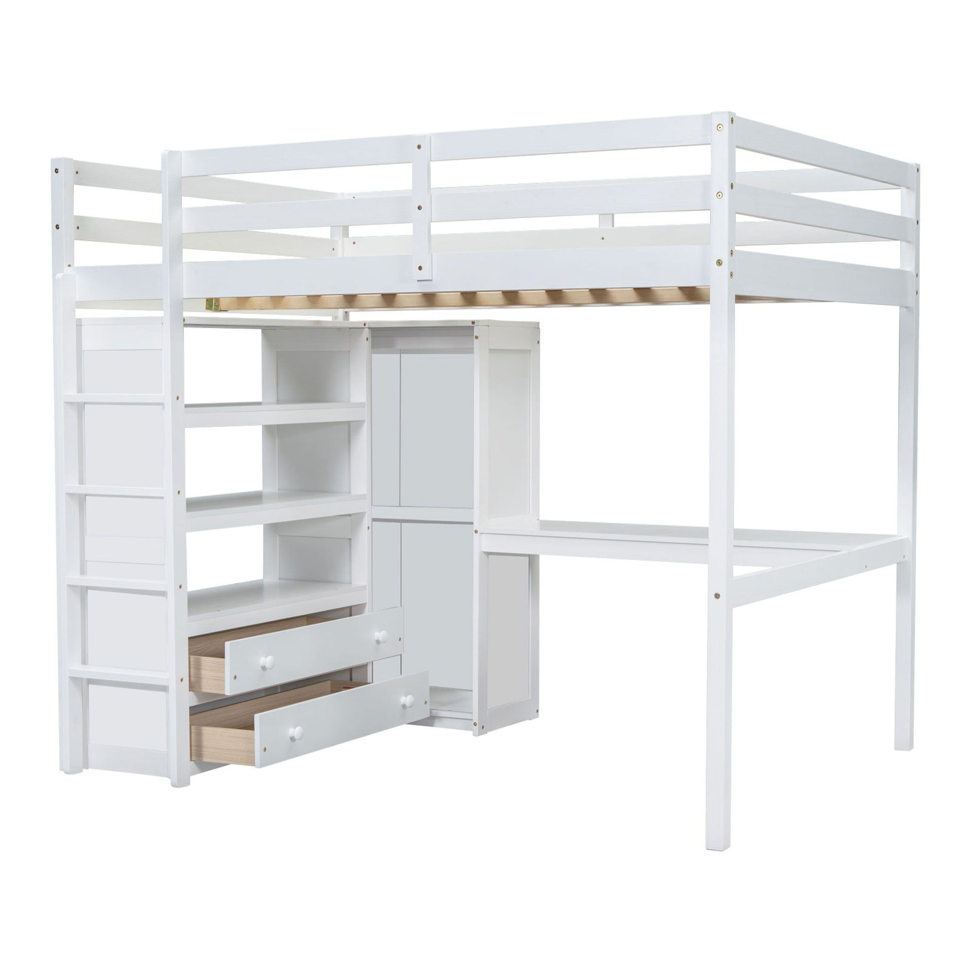 Loft Bed With Built In Wardrobe, Desk, Shelves And Drawers - The Sleep Loft - Online Mattress Showroom NYC