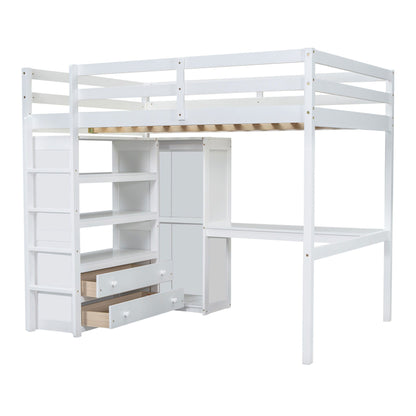 Loft Bed With Built In Wardrobe, Desk, Shelves And Drawers - The Sleep Loft - Online Mattress Showroom NYC