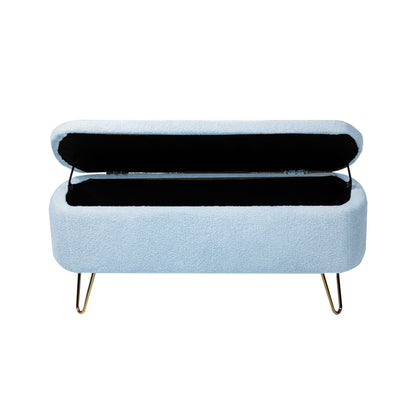 Storage Ottoman Bench For End Of Bed Legs, Modern Camel Faux Fur Entryway Bench Upholstered Padded With Storage For Living Room Bedroom - The Sleep Loft - Online Mattress Showroom NYC