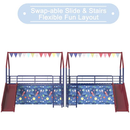 Jack - House Loft Bed With Slide And Curtain Set - The Sleep Loft - Online Mattress Showroom NYC