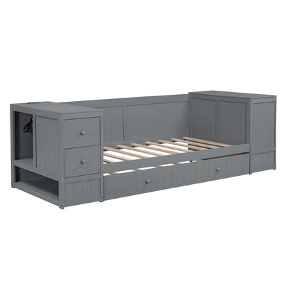 Daybed With Storage Arms, Trundle And Charging Station - The Sleep Loft - Online Mattress Showroom NYC