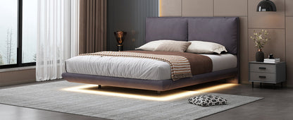 Upholstered Platform Bed With Sensor Light And 2 Large Backrests, With 2 Sets Of USB Port And Socket On Each Rear Bed Leg - The Sleep Loft - Online Mattress Showroom NYC