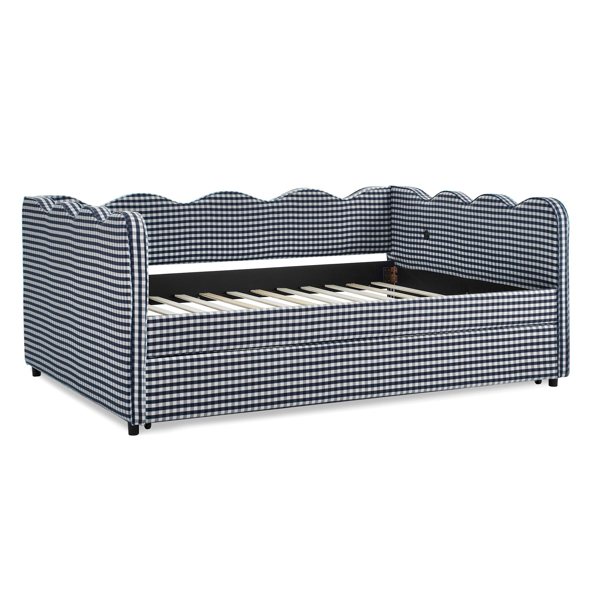 Gingham Daybed With USB Charging Port, Wave-Shaped Design - The Sleep Loft - Online Mattress Showroom NYC