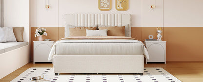 Upholstered Platform Bed With Drawers, Classic Headboard Design - The Sleep Loft - Online Mattress Showroom NYC