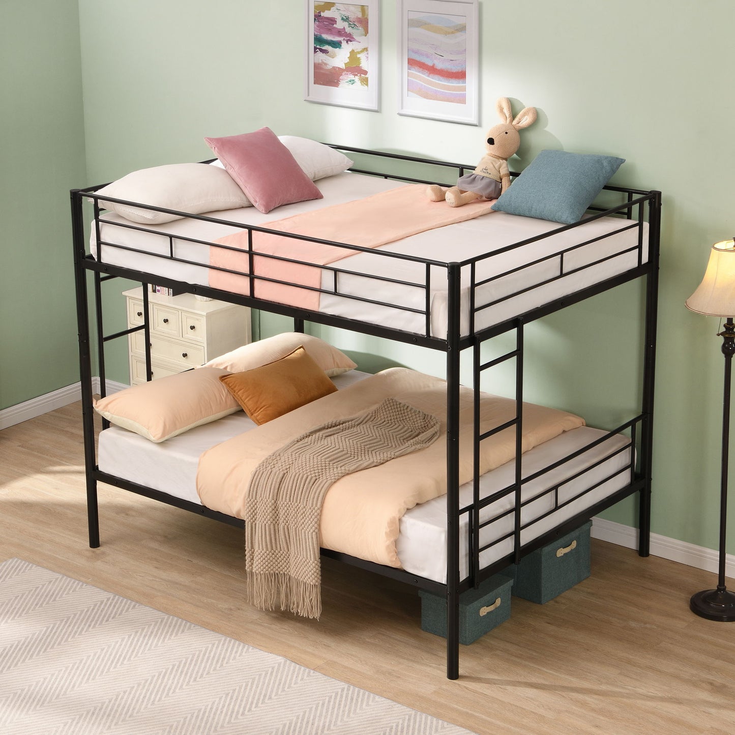 Modern Metal Bunk Bed, Full Over Full, No Box Spring Needed - Black - The Sleep Loft - Online Mattress Showroom NYC