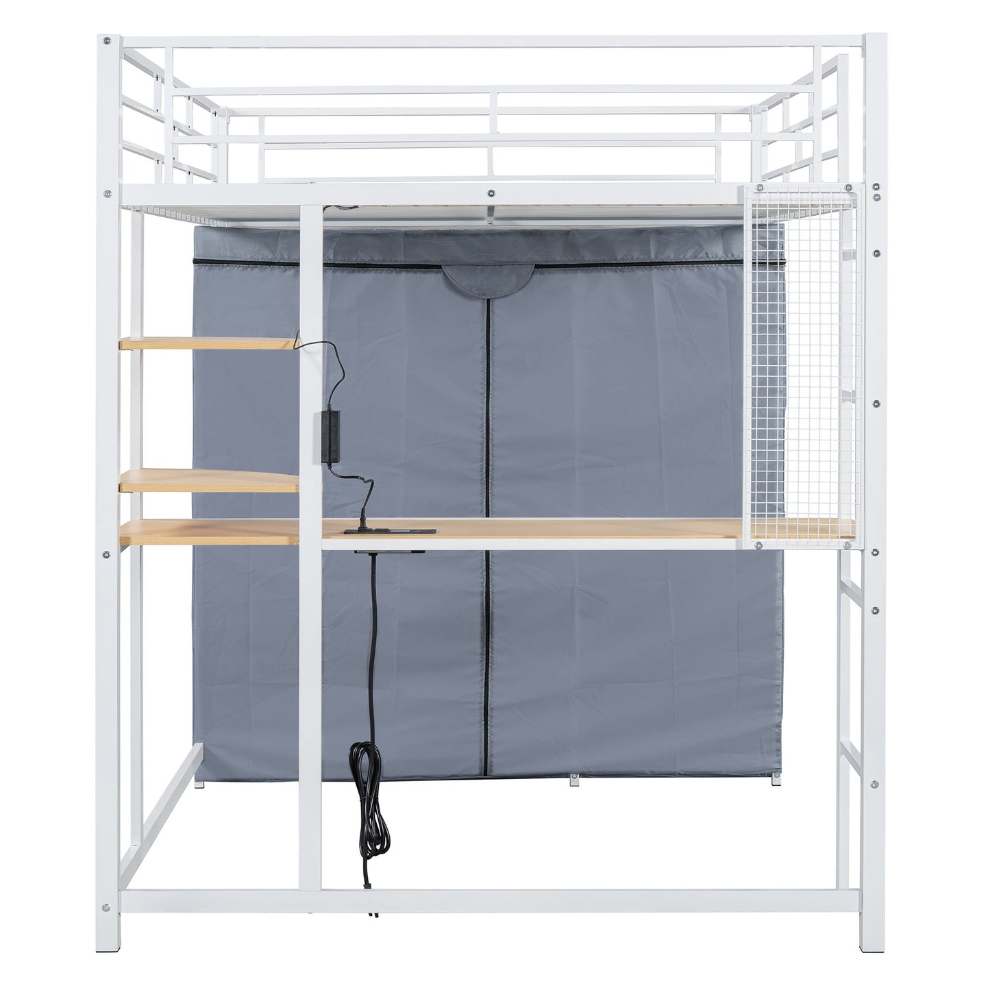 Loft Bed With Desk, Shelves, Power Outlet, LED Light And Wardrobe - The Sleep Loft - Online Mattress Showroom NYC