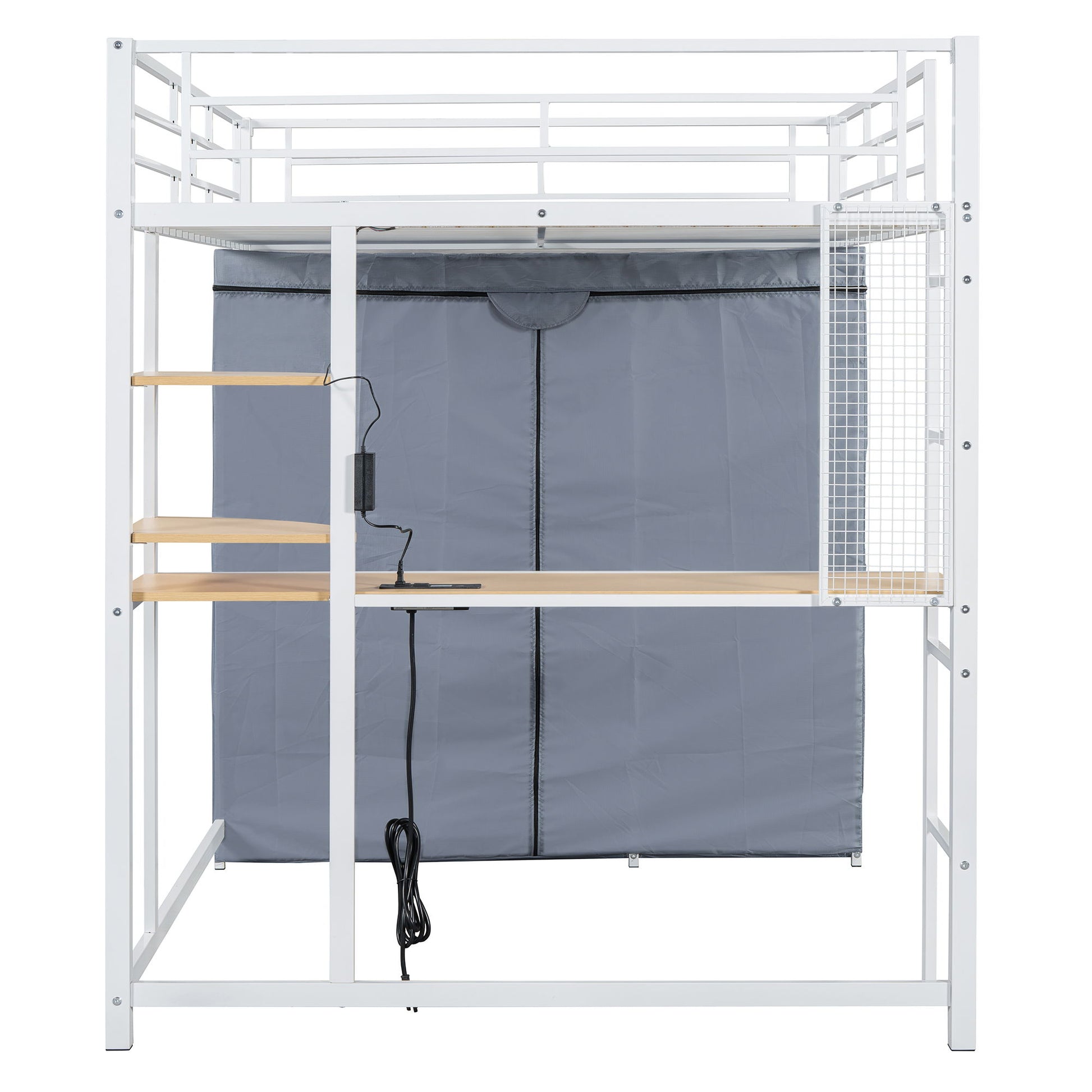 Loft Bed With Desk, Shelves, Power Outlet, LED Light And Wardrobe - The Sleep Loft - Online Mattress Showroom NYC