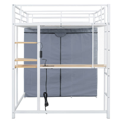 Loft Bed With Desk, Shelves, Power Outlet, LED Light And Wardrobe - The Sleep Loft - Online Mattress Showroom NYC