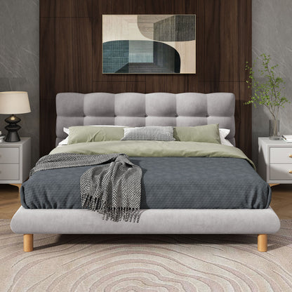 Upholstered Platform Bed Frame With Cookie Shaped Headboard - The Sleep Loft - Online Mattress Showroom NYC