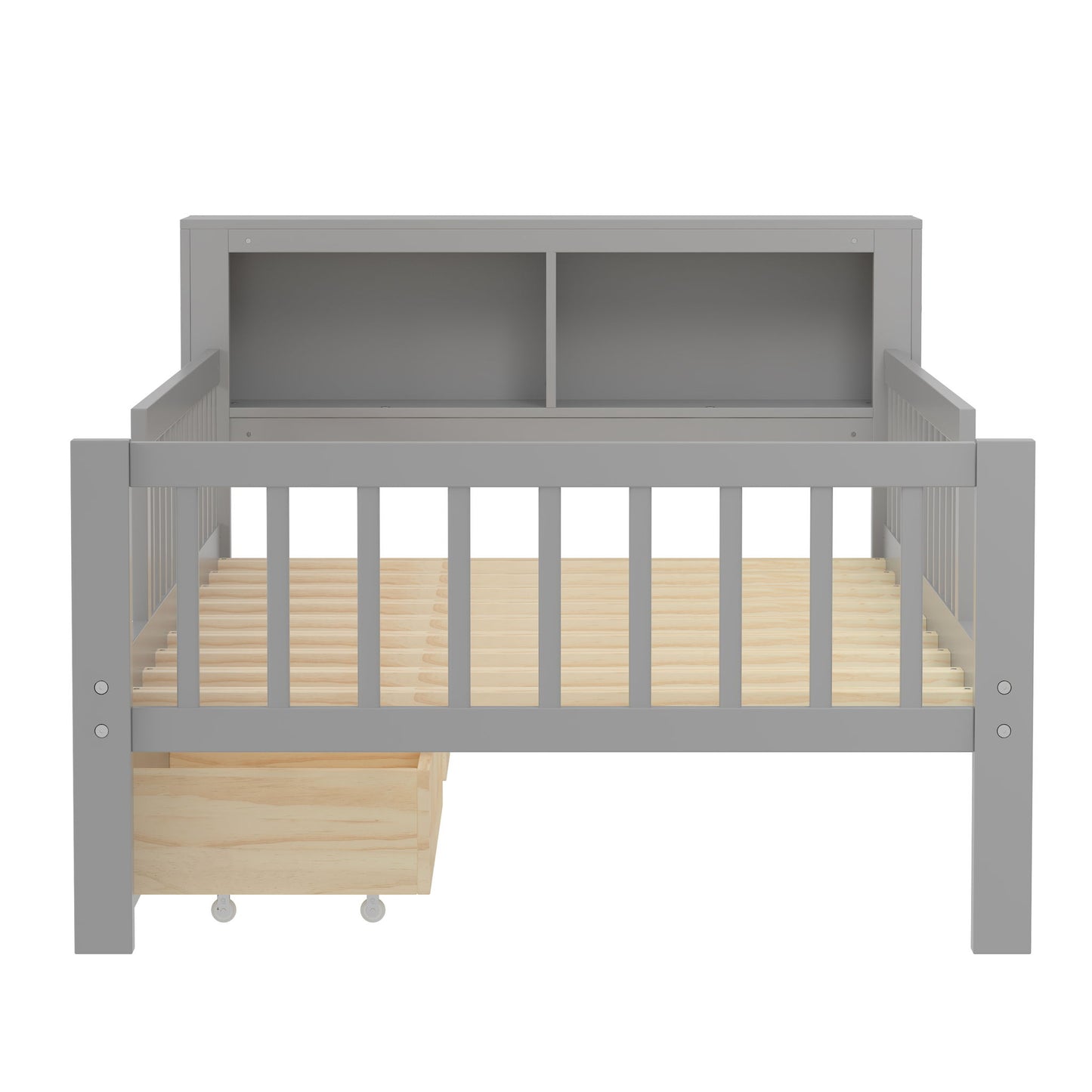 Bed With Headboard Storage Rack, 2 Under Bed Drawers, 3 Side Guardrails For Safety - The Sleep Loft - Online Mattress Showroom NYC