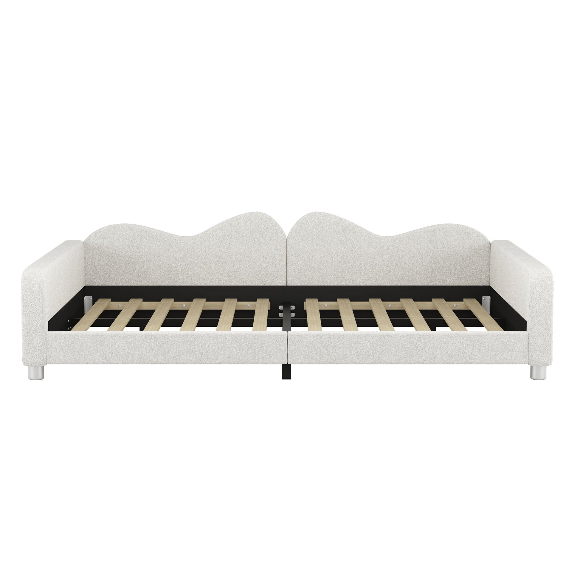 Upholstered Daybed, Sherpa Fabric Sofabed With Cloud-Shaped Backrest - The Sleep Loft - Online Mattress Showroom NYC