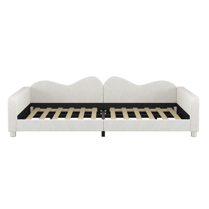 Upholstered Daybed, Sherpa Fabric Sofabed With Cloud-Shaped Backrest - The Sleep Loft - Online Mattress Showroom NYC