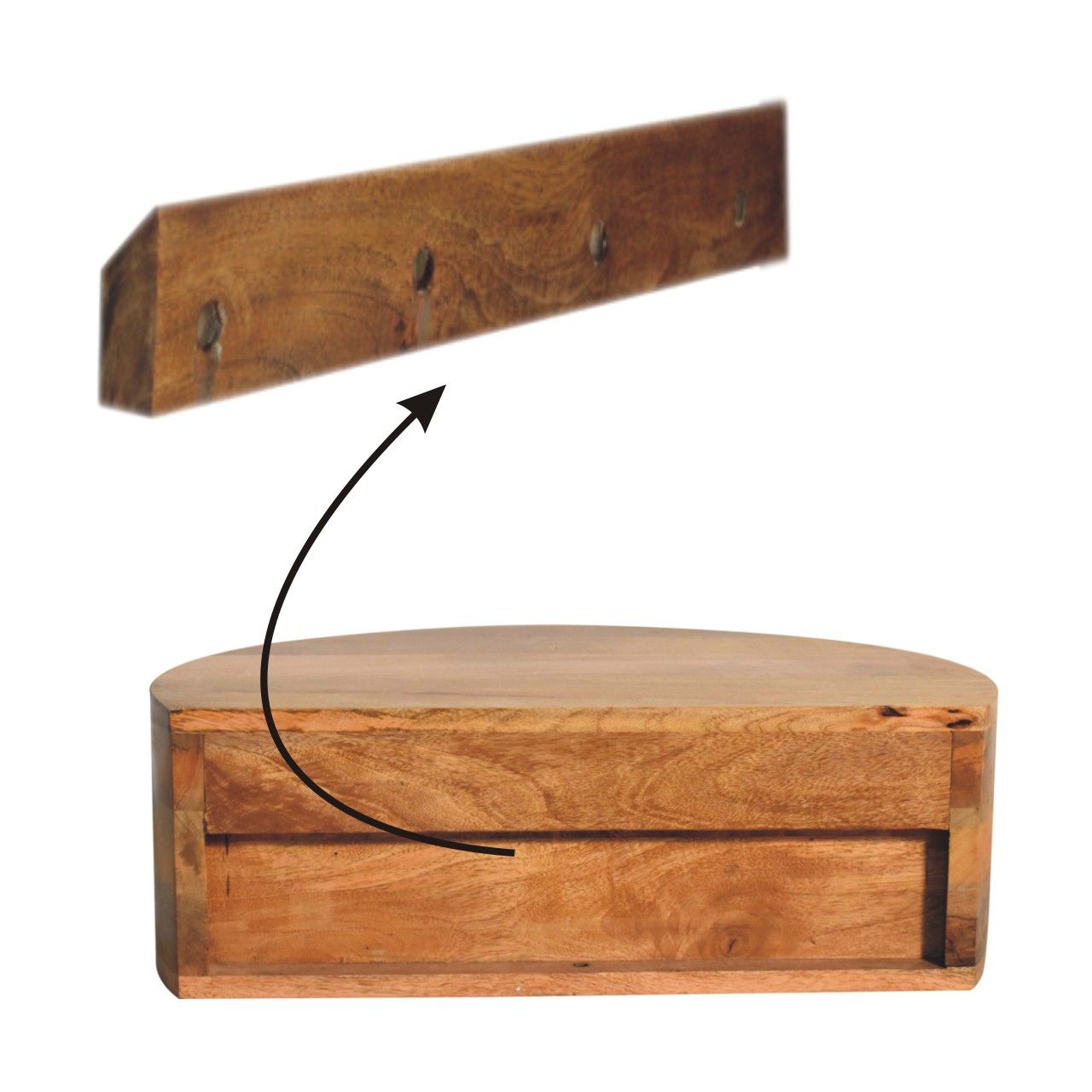 Large Wall Mounted Rounded Bedside Table - Beige - The Sleep Loft - Online Mattress Showroom NYC