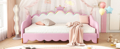 Extending Daybed With LED Lights, Modern Upholstered Princess Daybed With Crown Headboard - The Sleep Loft - Online Mattress Showroom NYC