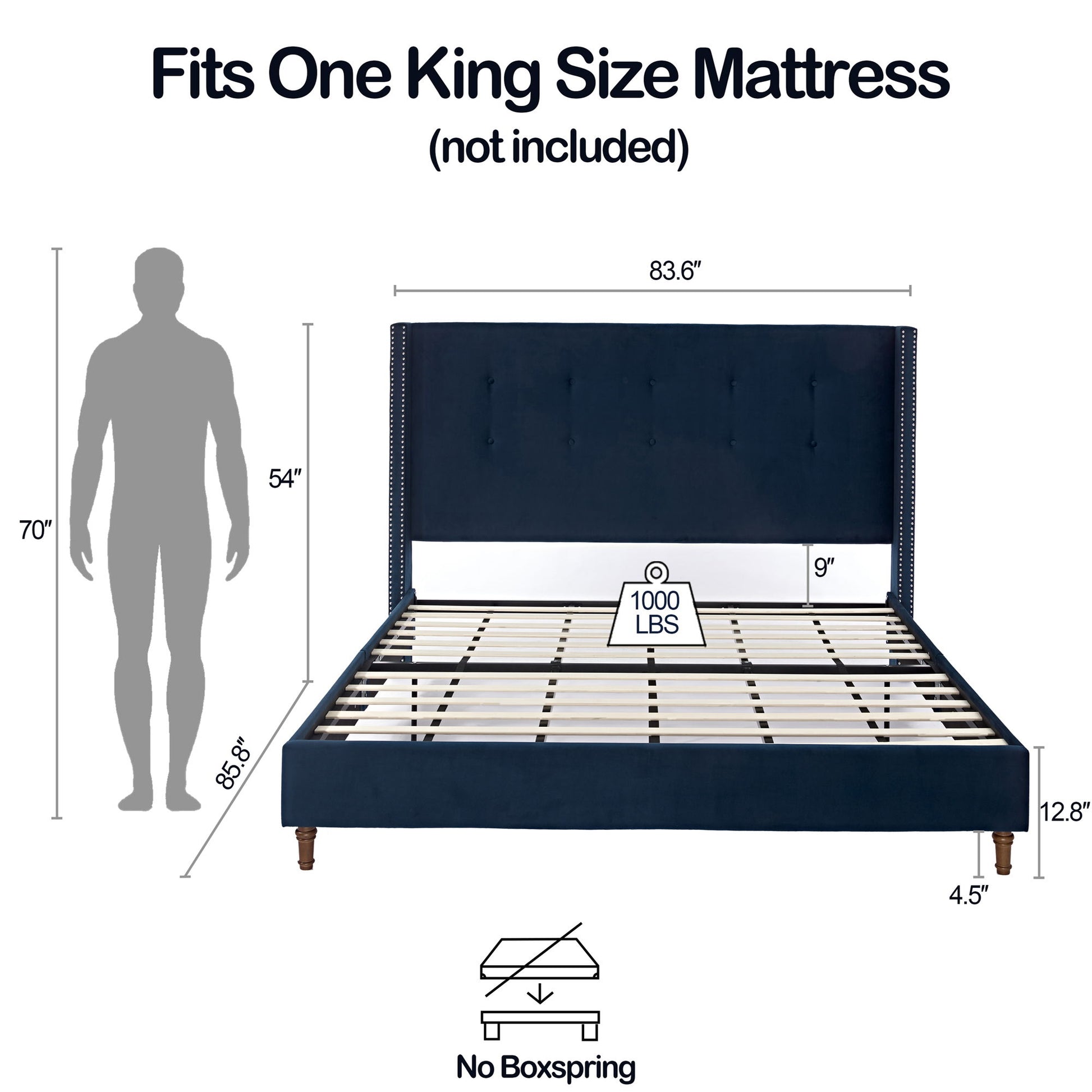 Peyton - Upholstered Bed With 54" High Headboard, Traditional Hand Buttoned Tufting - The Sleep Loft - Online Mattress Showroom NYC