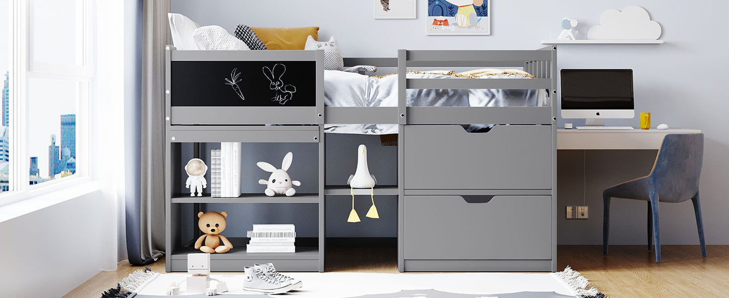 Low Loft Bed With Rolling Desk, Shelf And Drawers - The Sleep Loft - Online Mattress Showroom NYC