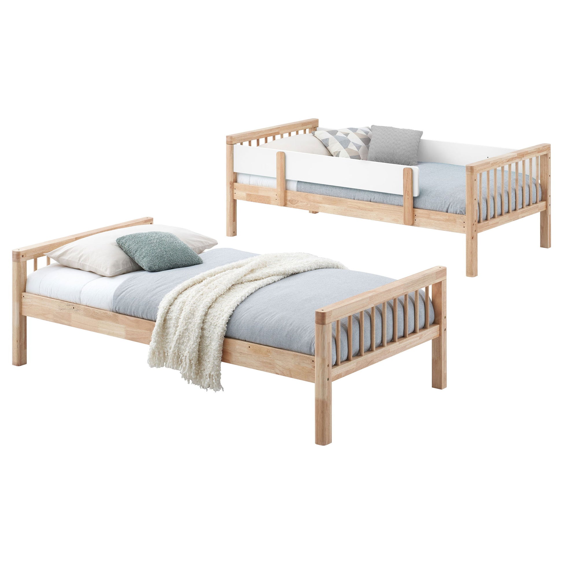 Ponderosa - Twin Over Twin Bunk Bed With Accents - Natural - The Sleep Loft - Online Mattress Showroom NYC
