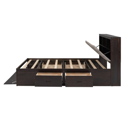 Platform Bed With Storage Headboard, Shoe Rack And 4 Drawers - The Sleep Loft - Online Mattress Showroom NYC