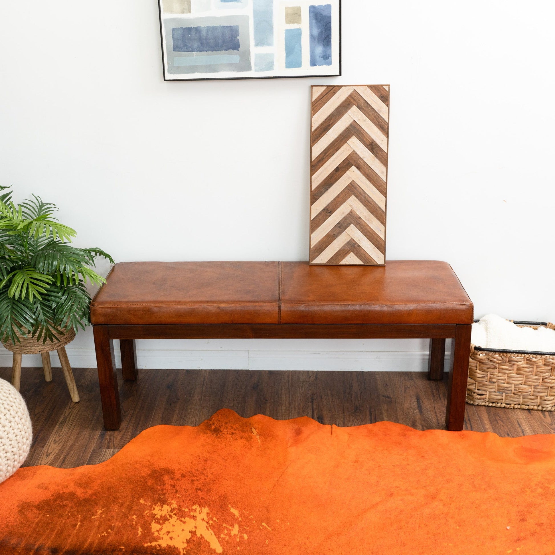 Austin - Bench With Lines - Antique Brown / Brown / Rustic / Tan - The Sleep Loft - Online Mattress Showroom NYC