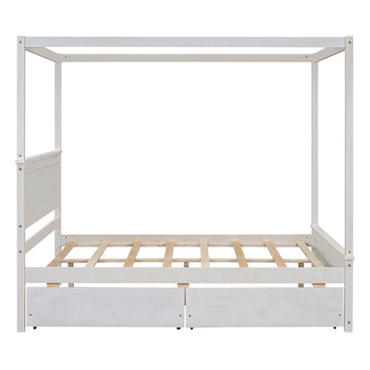Canopy Platform Bed With Drawers, Support Slats, No Box Spring Needed - The Sleep Loft - Online Mattress Showroom NYC
