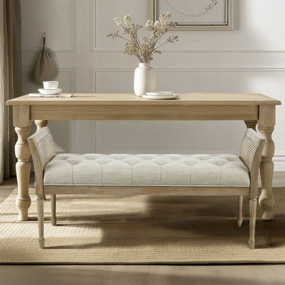 Accent Bench With Arm - Natural - The Sleep Loft - Online Mattress Showroom NYC