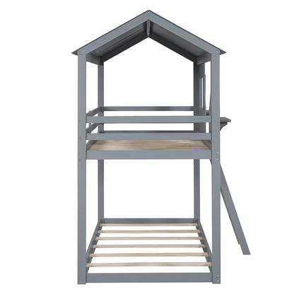 Twin Over Twin Bunk Bed With Roof, Window, Guardrail, Ladder - The Sleep Loft - Online Mattress Showroom NYC