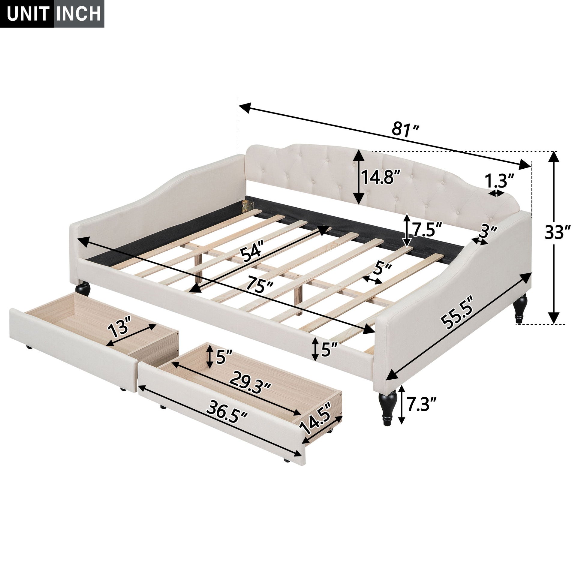Upholstered Tufted Daybed - The Sleep Loft - Online Mattress Showroom NYC