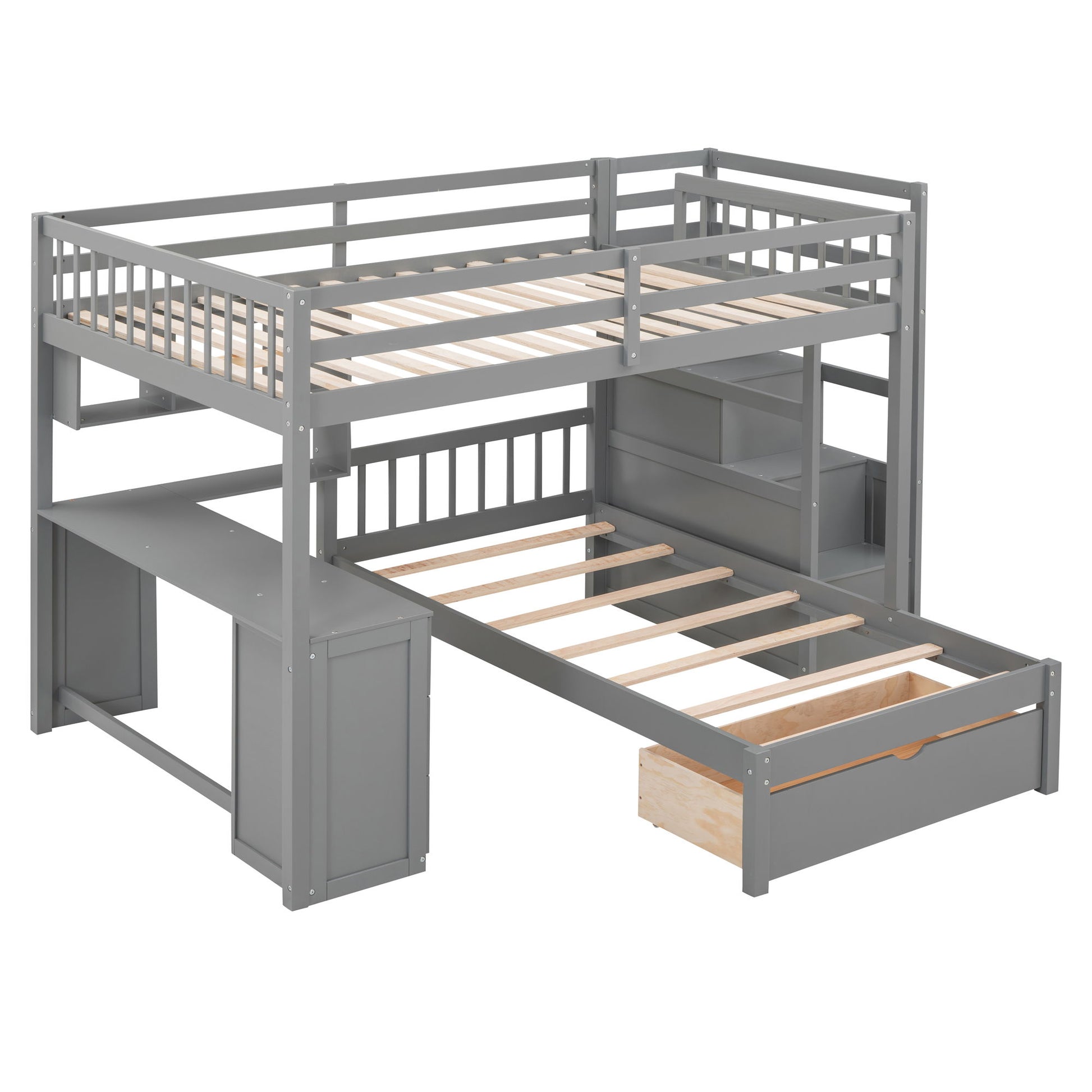 Bunk Bed With Desk, Drawers And Shelves - The Sleep Loft - Online Mattress Showroom NYC