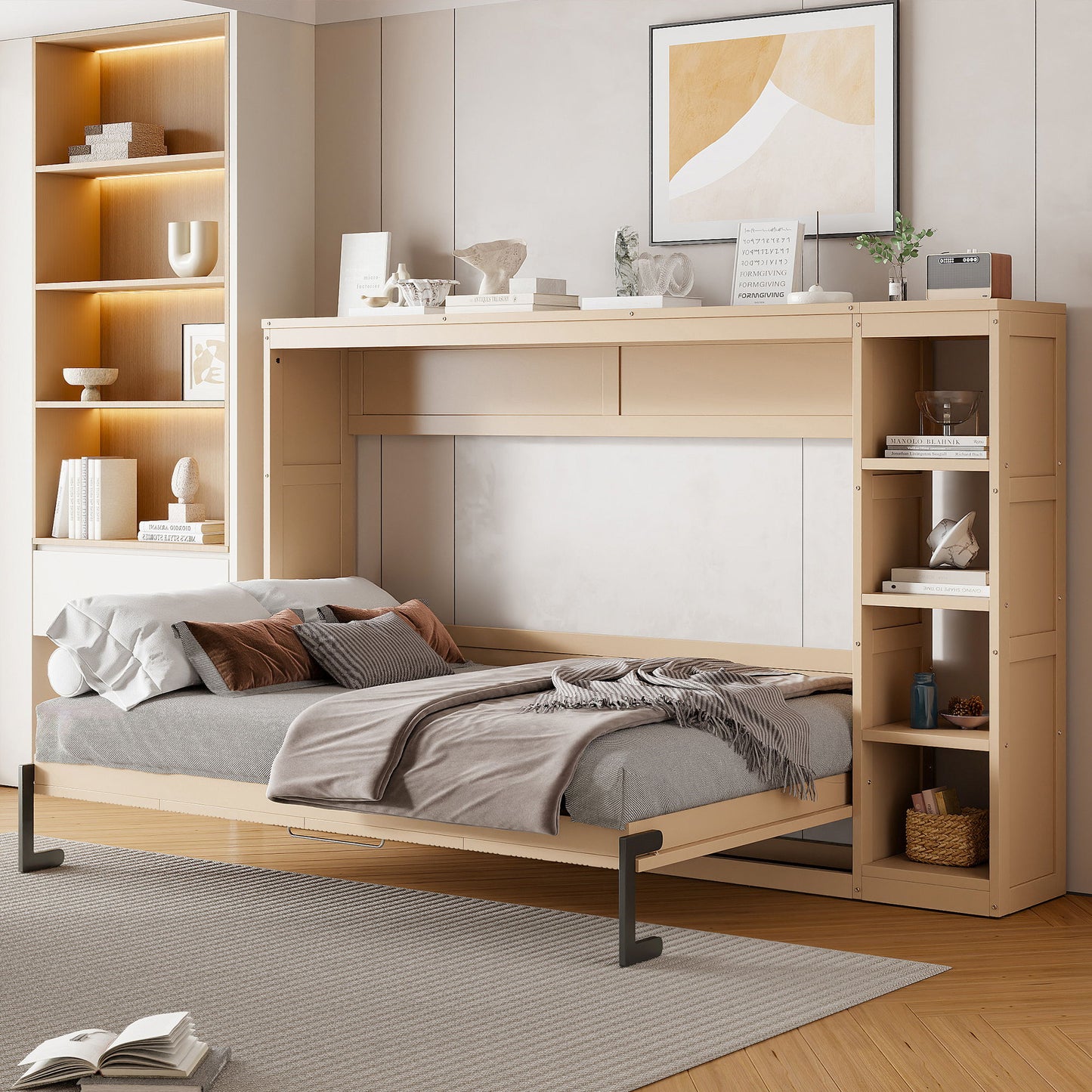Murphy Bed With Bookshelf And Storage - The Sleep Loft - Online Mattress Showroom NYC